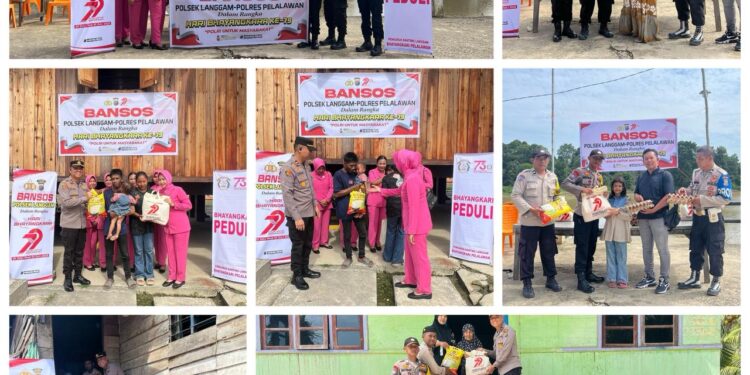 Polsek Langgam dan Bhayangkari Gelar Bansos Sambut HUT Bhayangkara ke-79