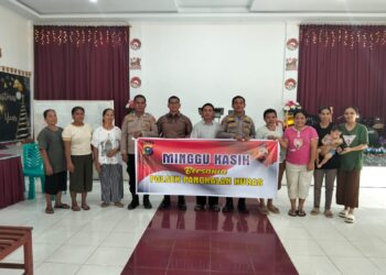 Polsek Pangkalan Kuras Gelar “Minggu Kasih” di Gereja GGP Pipa Gas, Bahas Penipuan Madu dan Maling Brondol