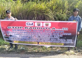 Polsek Kerumutan Sosialisasikan Larangan Bakar Lahan ke Warga