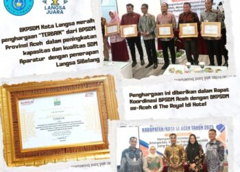 BKPSDM Langsa Raih Piagam Penghargaan Terbaik dari BPSDM Aceh 