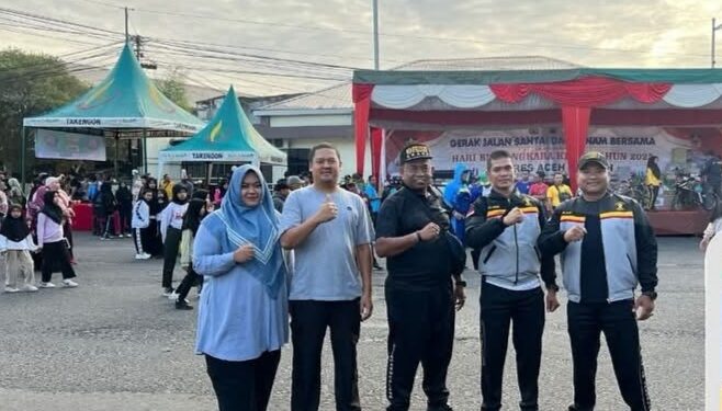 Kepala Rutan Takengon Dan Staf Menghadiri Jalan Santai Memeriahkan HUT Bhayangkara Ke-79