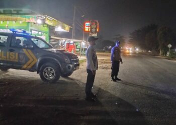 Jamin Keamanan Malam Hari, Polsek Pangkalan Lesung Intensifkan Patroli Blue Light