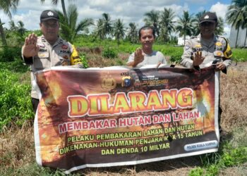 Polsek Kuala Kampar Tegaskan Larangan Membakar Lahan Lewat Sosialisasi Maklumat Kapolda Riau