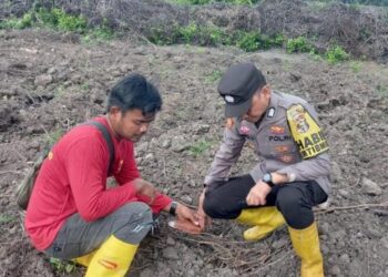 Polsek Rambutan Cek Lahan Persiapan Penanaman Jagung Di PT Duta Reka Mandiri