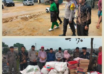 Polsek Bunut Dampingi Bupati Pelalawan Tinjau Lokasi Kebakaran Pasar Kuala Semundam