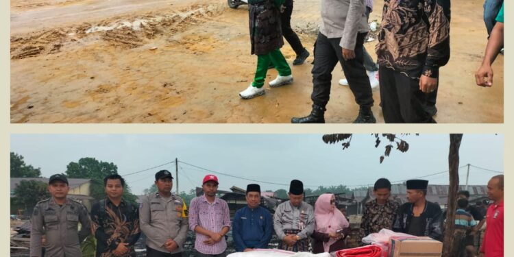 Polsek Bunut Dampingi Bupati Pelalawan Tinjau Lokasi Kebakaran Pasar Kuala Semundam
