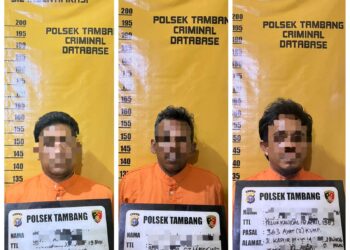 Polsek Tambang Ringkus Tiga Pencuri Atap Seng Di Perumahan Mutiara Aishafa