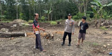 Polsek Pangkalan Kuras Cek Lahan Ketahanan Pangan di Desa Palas, Tanam Jagung Pipil