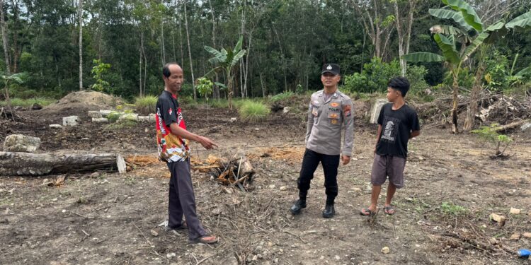 Polsek Pangkalan Kuras Cek Lahan Ketahanan Pangan di Desa Palas, Tanam Jagung Pipil