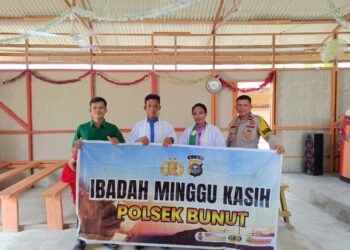 Ibadah Minggu Harmoni di BNKP Desa Merbau, Warga Apresiasi Kehadiran Polisi