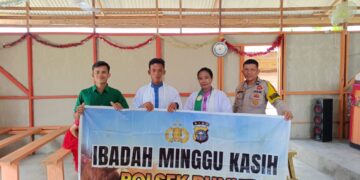 Ibadah Minggu Harmoni di BNKP Desa Merbau, Warga Apresiasi Kehadiran Polisi