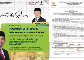 Luar Biasa, Inovasi GELITAWA Kemenag Aceh Tengah Masuk Finalis Top Inovasi Pelayanan Publik