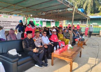 Kapolsek Kerumutan Hadiri Doa Bersama dan Santunan Anak Yatim Jelang Pengeboran Sumur Migas