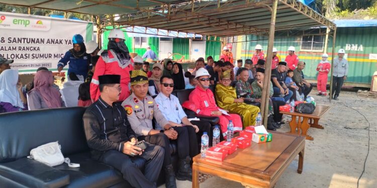 Kapolsek Kerumutan Hadiri Doa Bersama dan Santunan Anak Yatim Jelang Pengeboran Sumur Migas