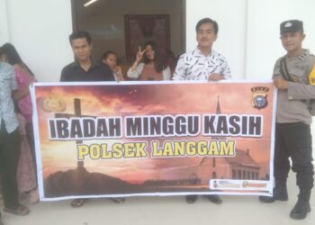 Polsek Langgam Gelar Ibadah Minggu Harmoni Bersama Jemaat PGI Agrita Sari