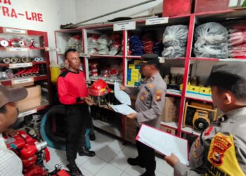 Cek Kesiapan, Polsek Bunut Tinjau Peralatan Pemadam Karhutla PT Serikat Putra