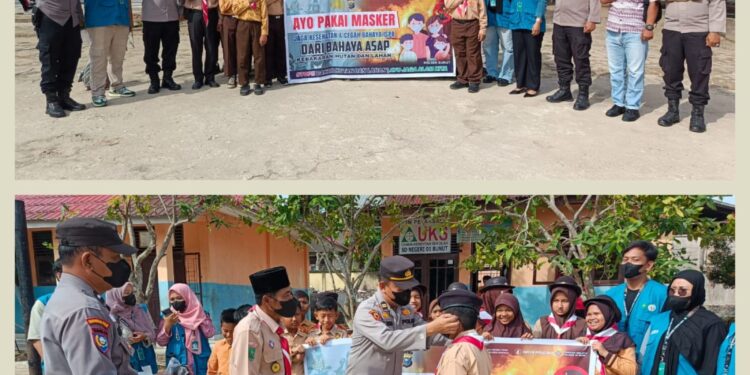Polsek Bunut Lakukan Penanaman Pohon dan Pembagian Masker di Sekolah