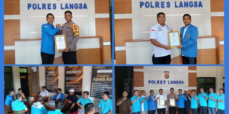 Raih Prestasi Gemilang, KNPI Berikan Piagam pada Kapolres dan Kasat Resnarkoba Langsa