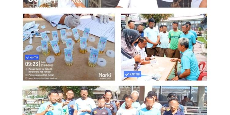 Pastikan Bersih Narkoba, Lapas Bangkinang Razia Kamar Hunian Dan Tes Urine WBP