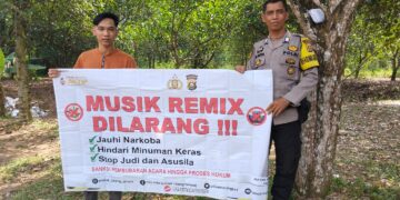Bhabinkamtibmas Polsek Talang Kelapa Sosialisasi Larangan Karhutla dan Musik Remix 