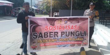 Polisi Sosialisasikan Saber Pungli di Tiga Titik di Kecamatan Bunut Pelalawan