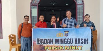 Polsek Bunut Gelar Ibadah Minggu Kasih, Ajak Jemaat Jaga Kamtibmas dan Larangan Bakar Lahan