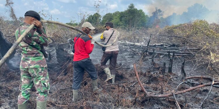 Cegah Karhutla, Polsek Ukui dan Tim Gabungan Gerak Cepat Cek Titik Hotspot di Air Hitam