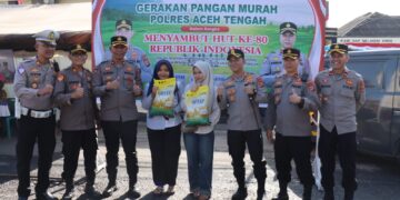 Polres Aceh Tengah Gelar Gerakan Pangan Murah, 10 Ton Beras SPHP Disalurkan