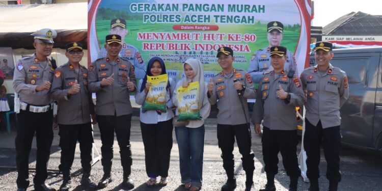 Polres Aceh Tengah Gelar Gerakan Pangan Murah, 10 Ton Beras SPHP Disalurkan