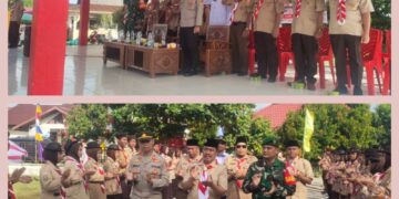 Upacara Hari Pramuka ke-64 di Kecamatan Bunut Berjalan Lancar