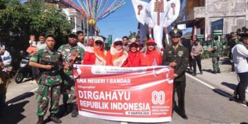 SMAN 1 Bandar Ikut Serta Karnaval Budaya Memeriahkan HUT RI Ke 80