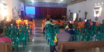 Polsek Langgam Gelar Ibadah Minggu Harmoni Bersama Jemaat HKI Tambak