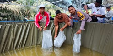 Bhabinkamtibmas Desa Ukui Dua Hadiri Peresmian Program Ketahanan Pangan Budidaya Ikan Lele Bioflog