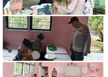 Polsek Pangkalan Kuras Awasi Pemberian Makan Bergizi Gratis di Dua Sekolah Sorek Satu