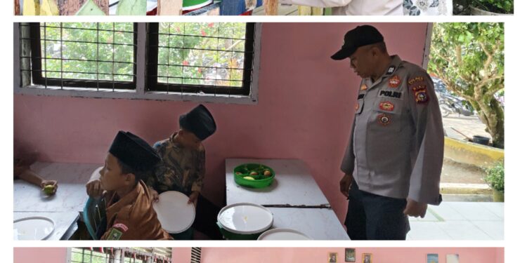 Polsek Pangkalan Kuras Awasi Pemberian Makan Bergizi Gratis di Dua Sekolah Sorek Satu