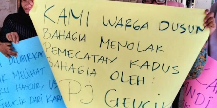 Warga Dusun Bahagia Karang Anyar Demo, Pj Geuchik: Pergantian Kadus Permintaan Warga