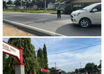 Polsek Pangkalan Kuras Gelar Pengaturan Lalu Lintas di Jalur Lintas Timur Pelalawan