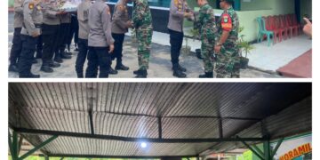 Sinergitas TNI-Polri di Pelalawan: Polsek Berikan Ucapan Selamat HUT TNI ke-80 di Koramil Pangkalan Kuras