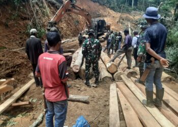 Pengerjaan Jembatan TMMD Ke-126 Kodim 0106/Aceh Tengah Di Kute Keramil Terus Dipercepat