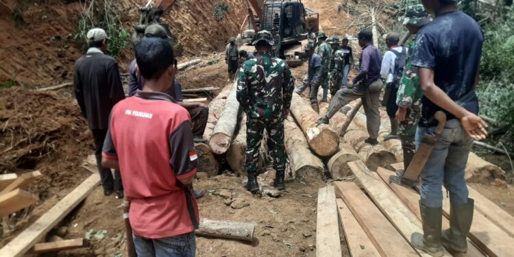 Pengerjaan Jembatan TMMD Ke-126 Kodim 0106/Aceh Tengah Di Kute Keramil Terus Dipercepat