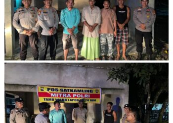 Polsek Pangkalan Kuras Tingkatkan Keamanan Lewat Patroli Sambang Pos Kamling