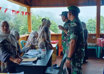 Satgas TMMD Kodim 0106/Aceh Tengah Dampingi Kegiatan Posyandu Di Gelampang Gading
