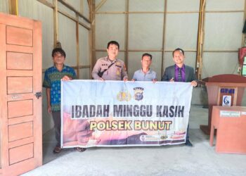 Polsek Bunut Gelar Ibadah Minggu Kasih di GPDI Desa Merbau