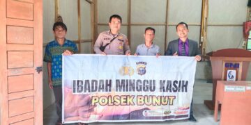 Polsek Bunut Gelar Ibadah Minggu Kasih di GPDI Desa Merbau