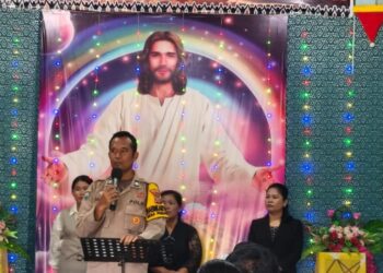 Polsek Langgam Hadiri Ibadah Minggu Kasih di Gereja GGP, Ajak Jemaat Jaga Kamtibmas