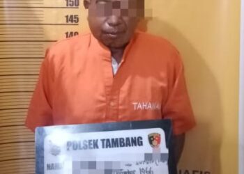 Pelaku Pencabulan Anak Diamankan Polsek Tambang Usai Diajar Massa