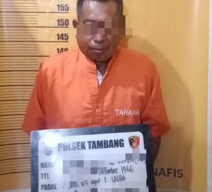 Pelaku Pencabulan Anak Diamankan Polsek Tambang Usai Diajar Massa