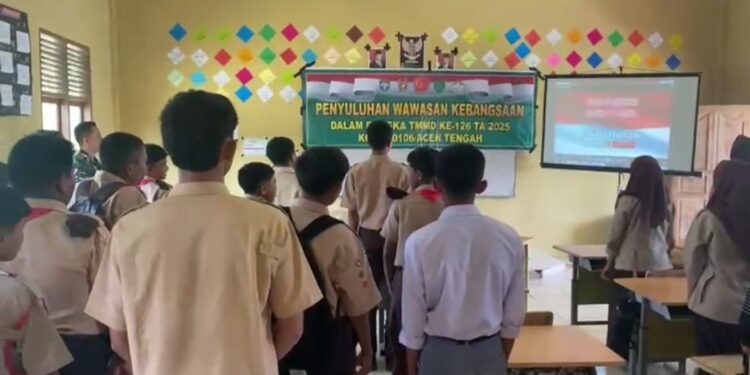 Selain Pembangunan, Satgas TMMD Kodim 0106/Aceh Tengah Beri Penyuluhan Wasbang Di Tingkat SMA Dan SMP