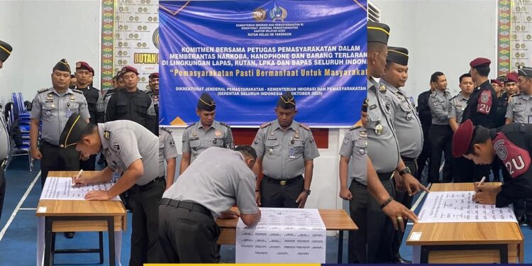 Rutan Takengon Mengikuti Zoom Meeting Dan Penandatanganan Komitmen Bersama Jajaran