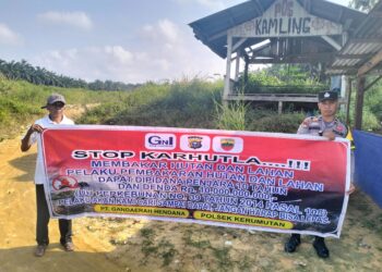 Polsek Kerumutan Patroli Daerah Rawan Karhutla, Sosialisasi Larangan Membakar Lahan